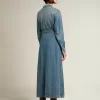 Abito camicia da donna in denim con cintura