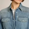 Abito camicia da donna in denim con cintura