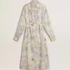 Abito chemisier da donna con stampa floreale multicolore con paillettes