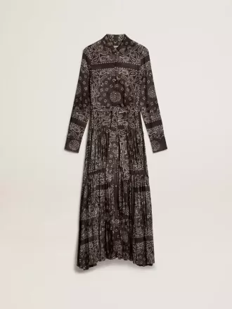 Abito chemisier grigio antracite con stampa paisley