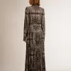 Abito chemisier grigio antracite con stampa paisley