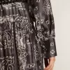 Abito chemisier grigio antracite con stampa paisley