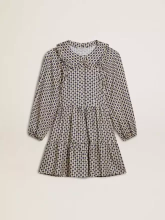 Abito da bambina con stampa geometrica e collo removibile