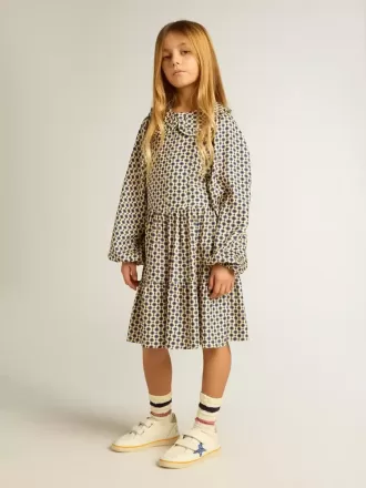 Abito da bambina con stampa geometrica e collo removibile