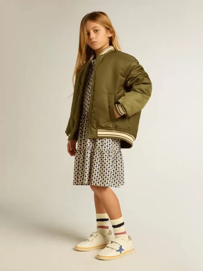 Abito da bambina con stampa geometrica e collo removibile