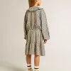 Abito da bambina con stampa geometrica e collo removibile