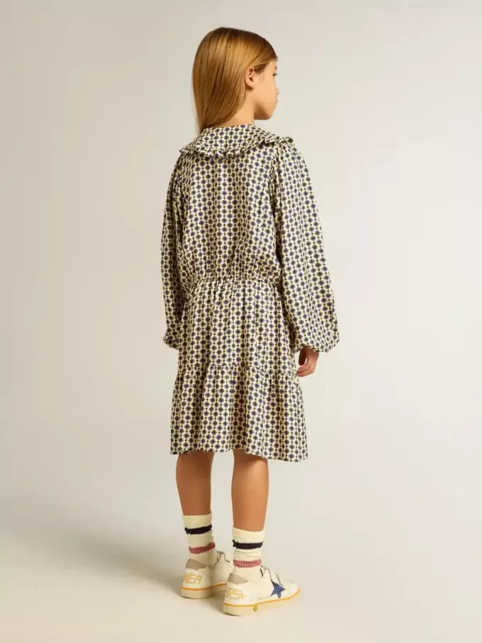 Abito da bambina con stampa geometrica e collo removibile