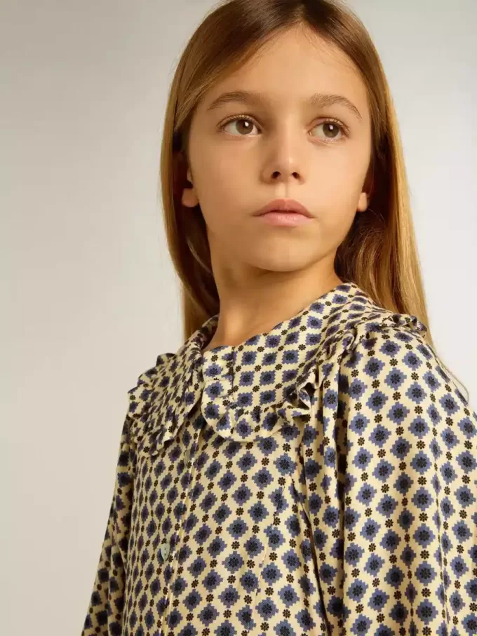 Abito da bambina con stampa geometrica e collo removibile