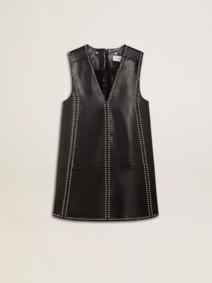 Abito da donna in nappa nera con borchie
