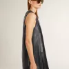 Abito da donna in nappa nera con borchie