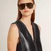 Abito da donna in nappa nera con borchie