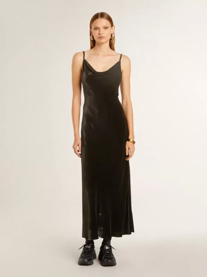 Abito da donna nero effetto velluto