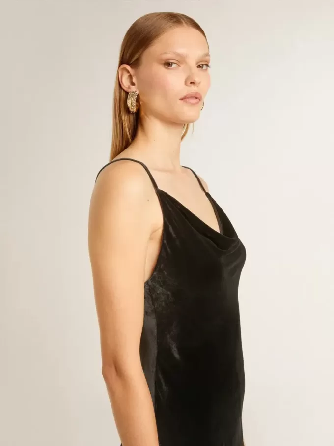 Abito da donna nero effetto velluto