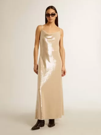 Abito da notte con paillettes color pergamena
