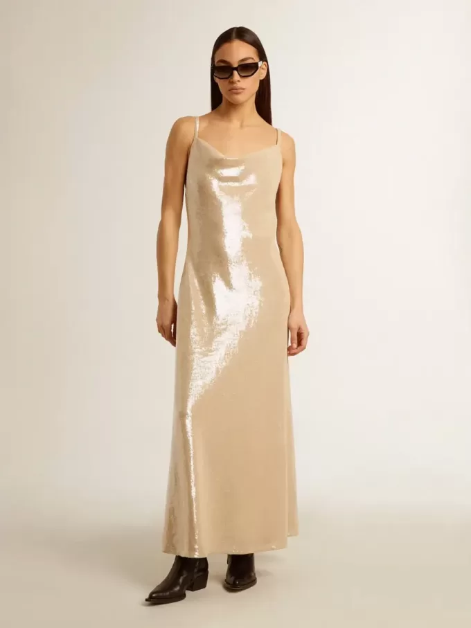 Abito da notte con paillettes color pergamena