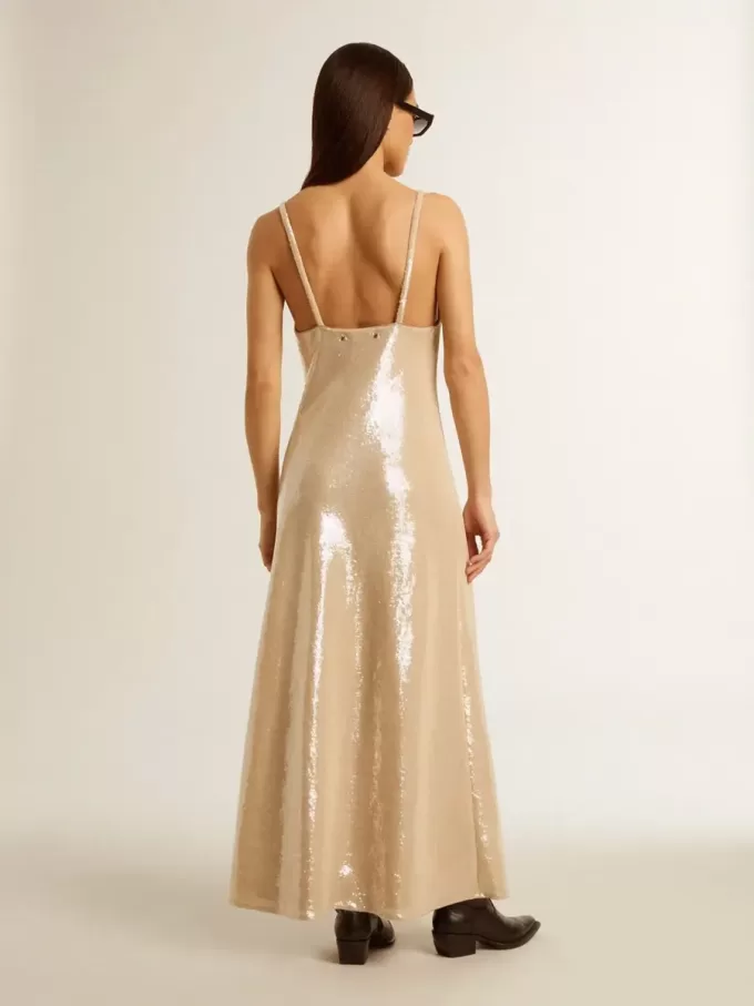 Abito da notte con paillettes color pergamena