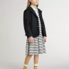 Abito midi da bambina in misto cotone a righe con ricami