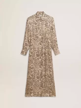 Abito midi da donna in misto seta con stampa floreale