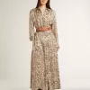 Abito midi da donna in misto seta con stampa floreale