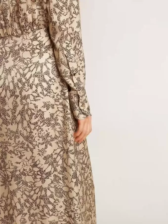 Abito midi da donna in misto seta con stampa floreale