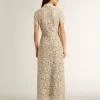 Abito midi da donna in pizzo trasparente color crema