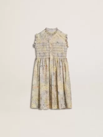 Abito midi in cotone da bambina con stampa floreale multicolore