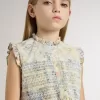 Abito midi in cotone da bambina con stampa floreale multicolore