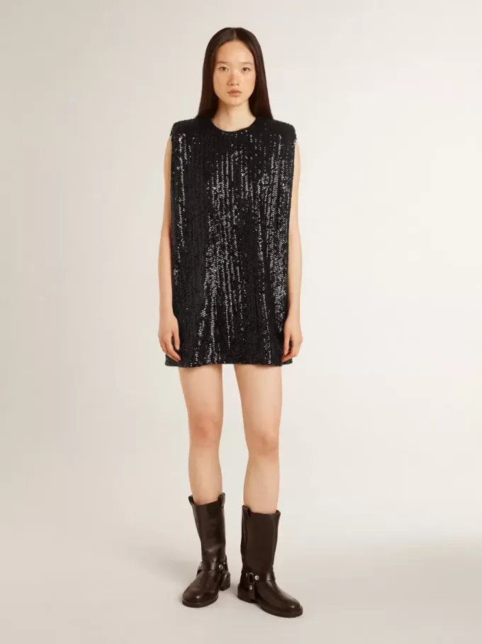 Abito nero con paillettes da donna