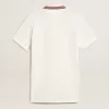 Abito polo da donna Oasis in jersey traforato bianco con strisce bordeaux