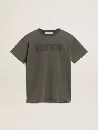 Abito T-shirt da donna grigio con effetto consumato
