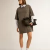 Abito T-shirt da donna grigio con effetto consumato