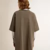 Abito T-shirt da donna grigio con effetto consumato
