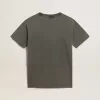 Abito T-shirt da donna grigio con effetto consumato