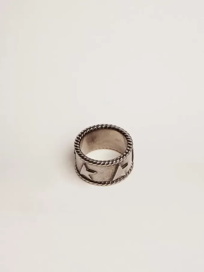 Anello a fascia color argento anticato