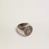 Anello con sigillo da uomo in argento anticato