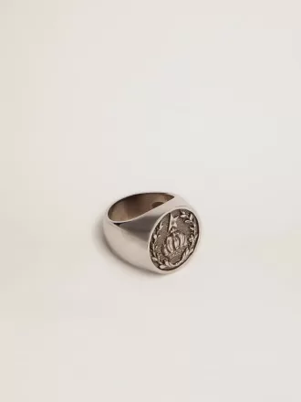 Anello con sigillo da uomo in argento anticato