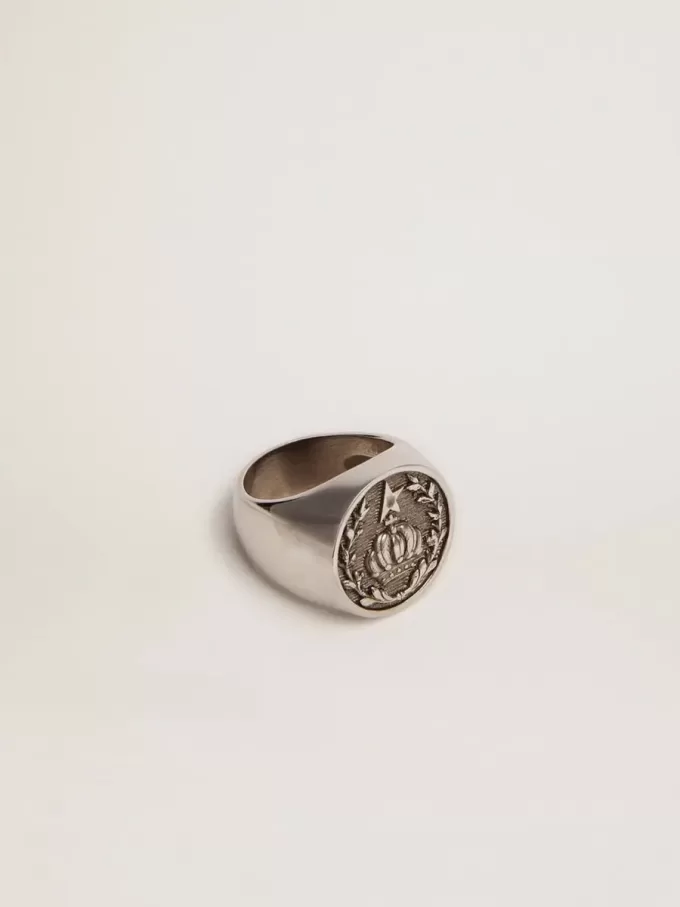 Anello con sigillo da uomo in argento anticato