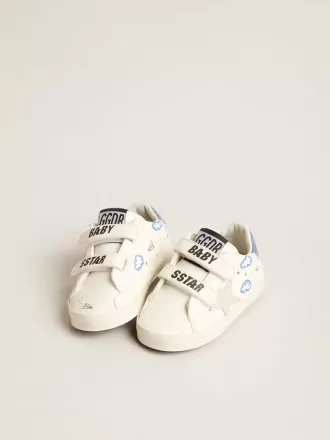 Baby Old School con stella in pelle scamosciata e linguetta sul tallone in pelle azzurra
