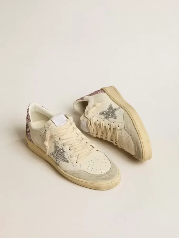 Ball Star con stella glitterata argento e linguetta sul tallone glitterata rosa
