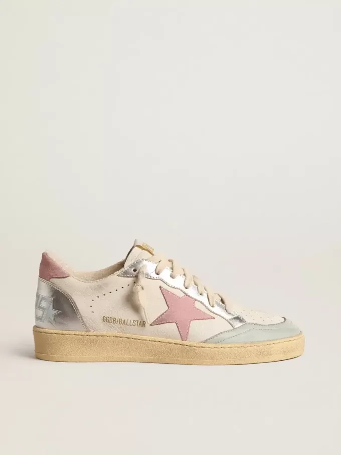 Ball Star con stella in camoscio rosa e inserti in pelle metallizzata