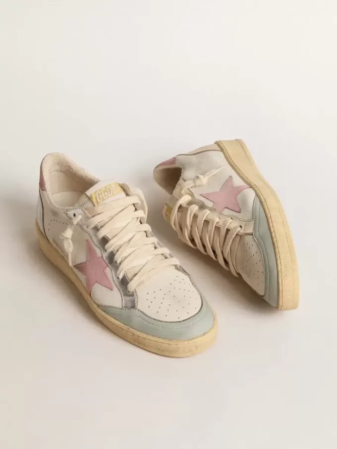 Ball Star con stella in camoscio rosa e inserti in pelle metallizzata