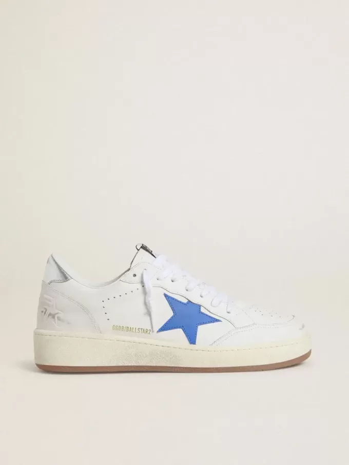 Ball Star con stella in pelle azzurra e linguetta sul tallone in pelle argentata