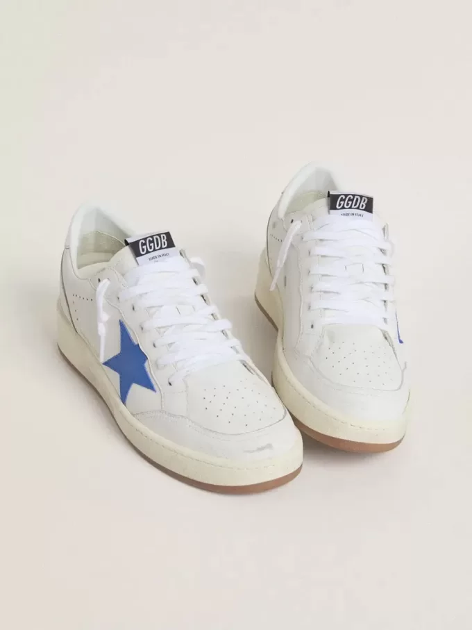 Ball Star con stella in pelle azzurra e linguetta sul tallone in pelle argentata