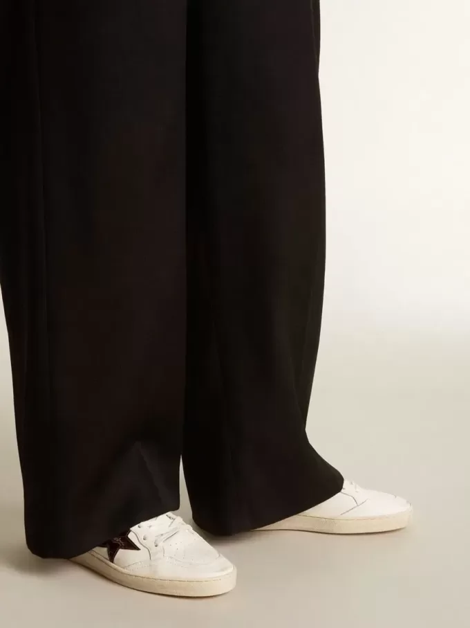 Ball Star con stella in pelle bordeaux con stampa cocco e linguetta dorata sul tallone