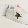 Ball Star con stella in pelle di cavallino leopardata e linguetta sul tallone in pelle laminata nera