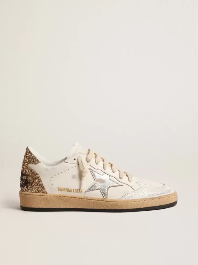 Ball Star con stella in pelle metallizzata e tallone glitterato