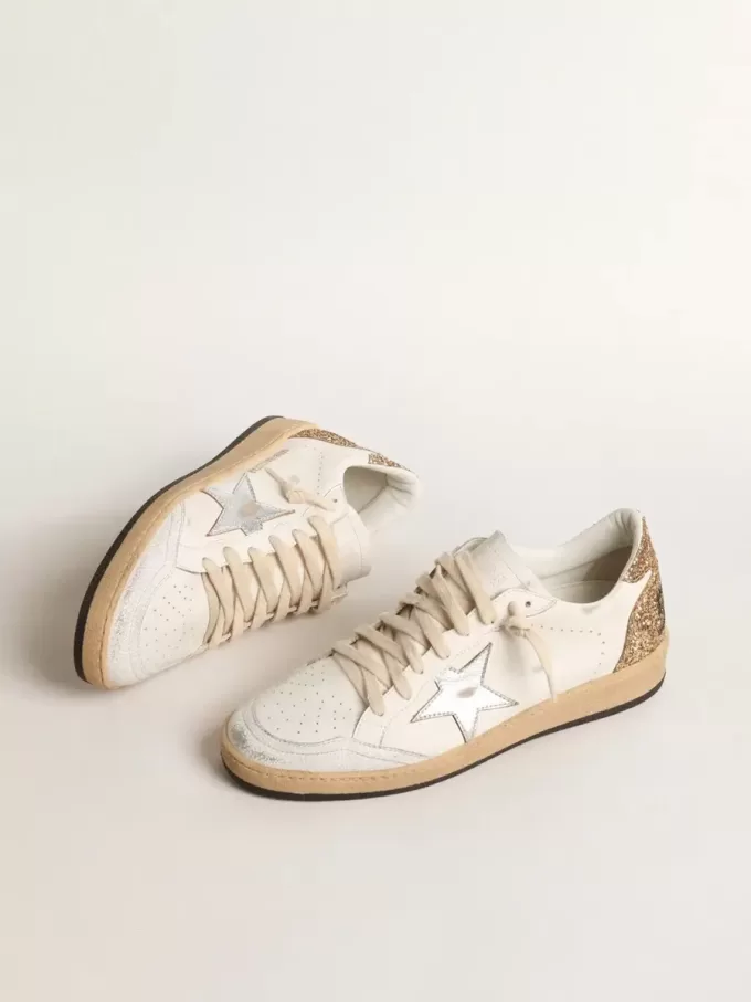 Ball Star con stella in pelle metallizzata e tallone glitterato
