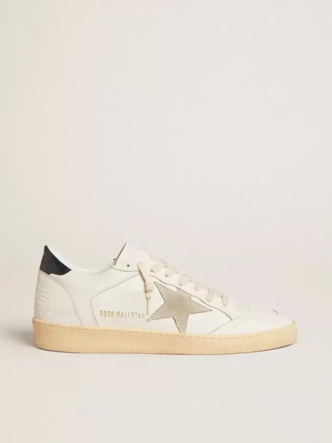 Ball Star con stella in pelle scamosciata grigio ghiaccio e linguetta sul tallone in pelle blu