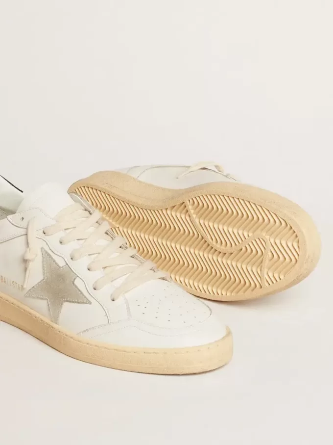 Ball Star con stella in pelle scamosciata grigio ghiaccio e linguetta sul tallone in pelle blu