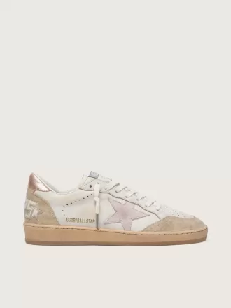 Ball Star con stella in pelle scamosciata rosa, bordi glitterati argento e linguetta sul tallone in oro rosa
